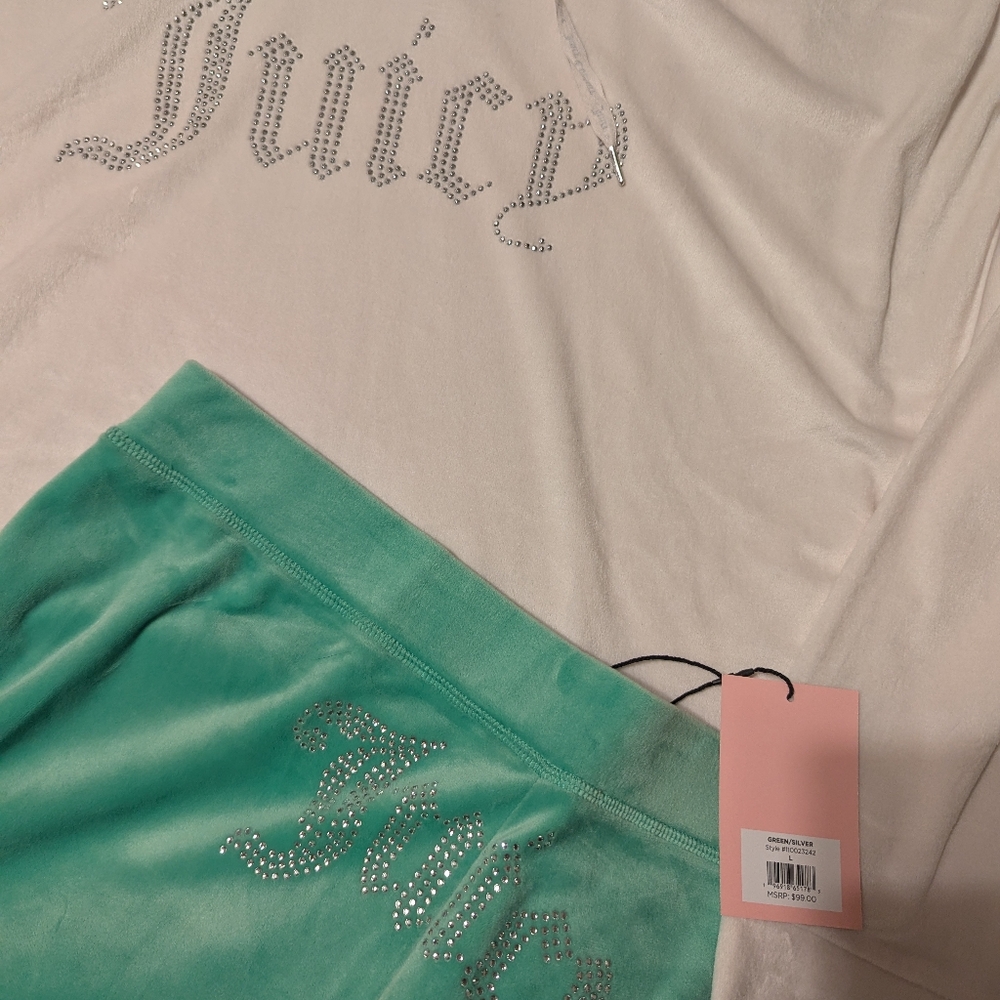 Juicy couture white hoodie and green pants track suit - Picture 2 of 7